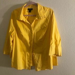 Bright Yellow Button Front Blouse Lane Bryant Size 22